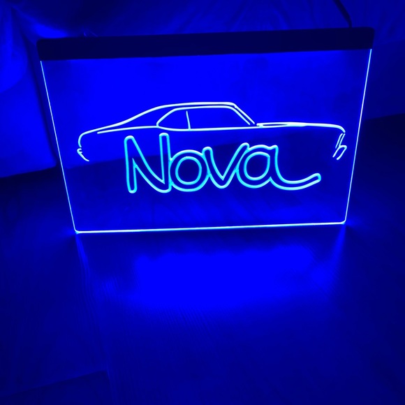 CHEVROLET NOVA LED NEON BLUE LIGHT SIGN 8x12 - Picture 1 of 3